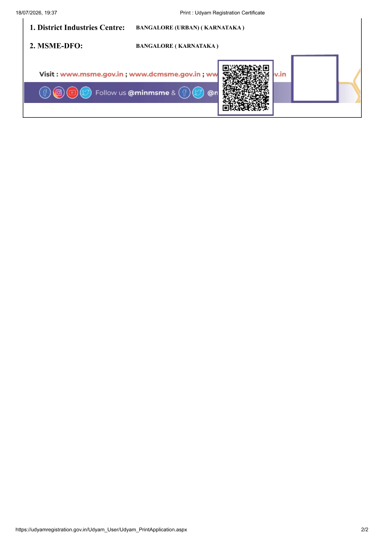 Udyam Registration Certificate page 2